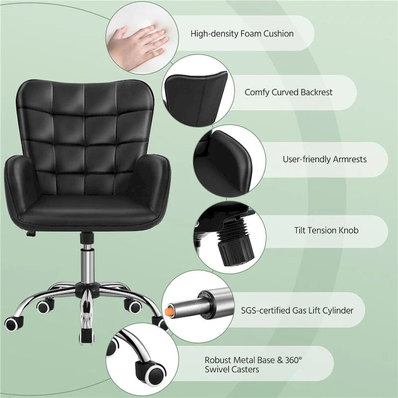 Chaise de bureau en similicuir avec accoudoirs rembourrés Chaise de bureau moderne