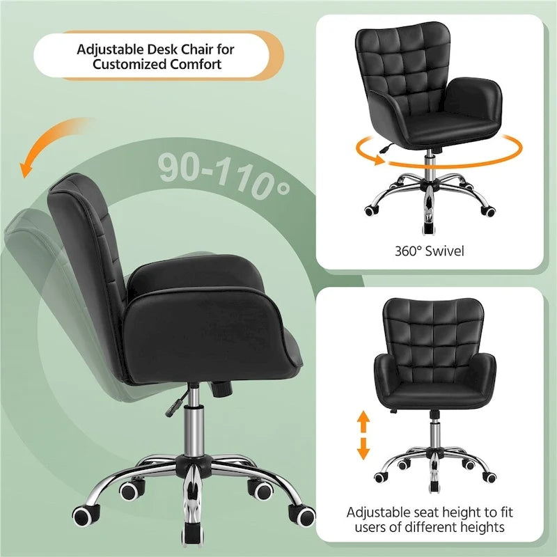 Chaise de bureau en similicuir avec accoudoirs rembourrés Chaise de bureau moderne
