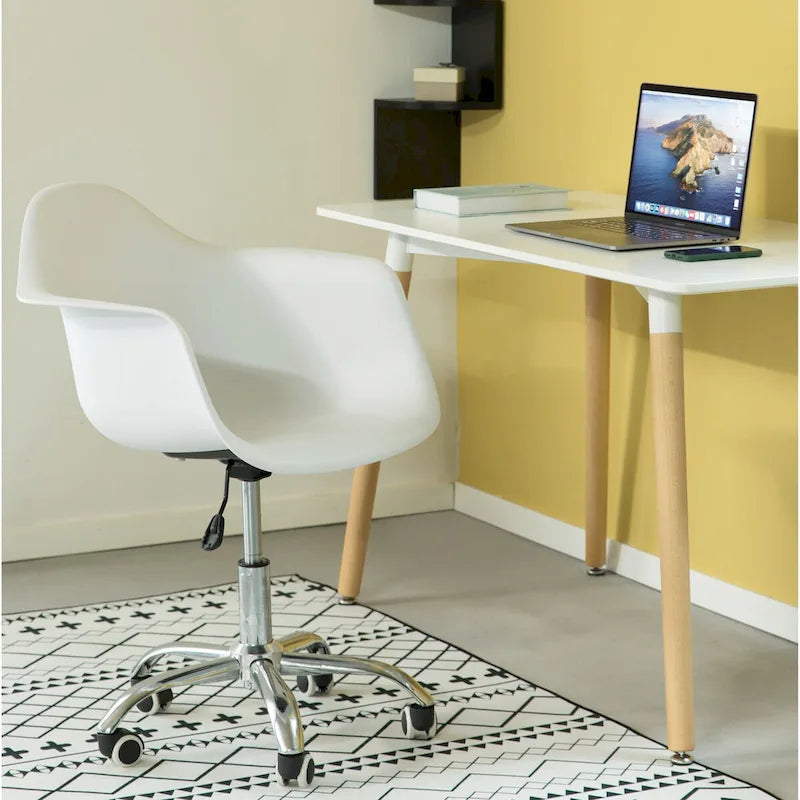 Chaise de bureau pivotante à coque en plastique moulée, de style Mid-Century Modern, réglable