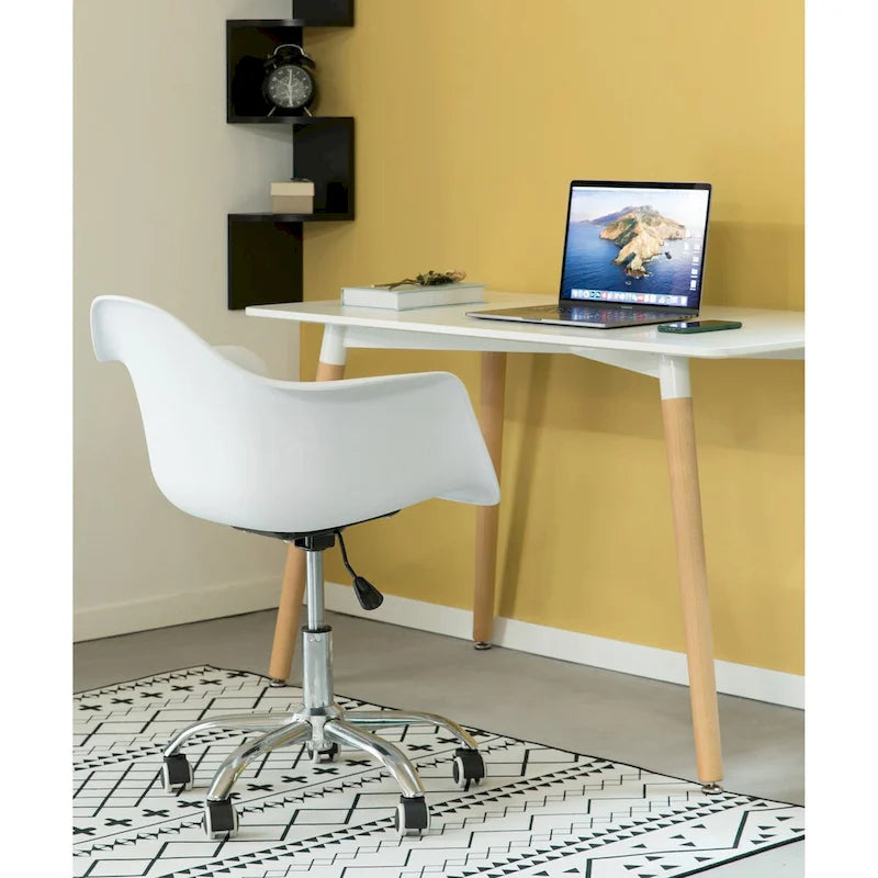 Chaise de bureau pivotante à coque en plastique moulée, de style Mid-Century Modern, réglable