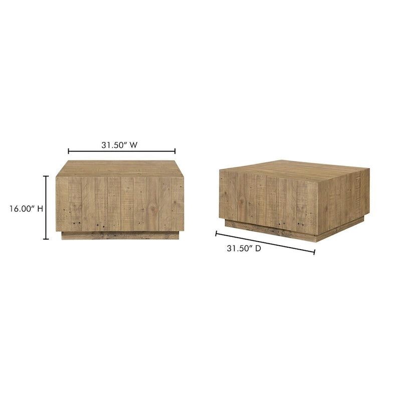 Table basse carrée en bois, marron
